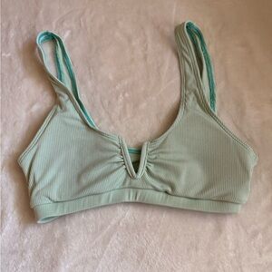 Mint Green Ribbed Bikini Top